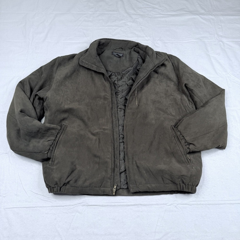Montage Collection Quilted Lining SZ-L Faux Suede Zip Bomber Jacket W/Zip Pocket